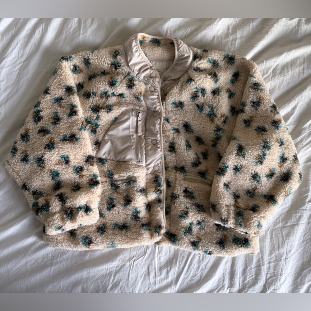 Thread & Supply Cream and Camo Fleece Jacket M